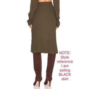 Bobi Rib Midi Black Small NWT Revolve Vintage Look Winter Fall Skirt Button Slit